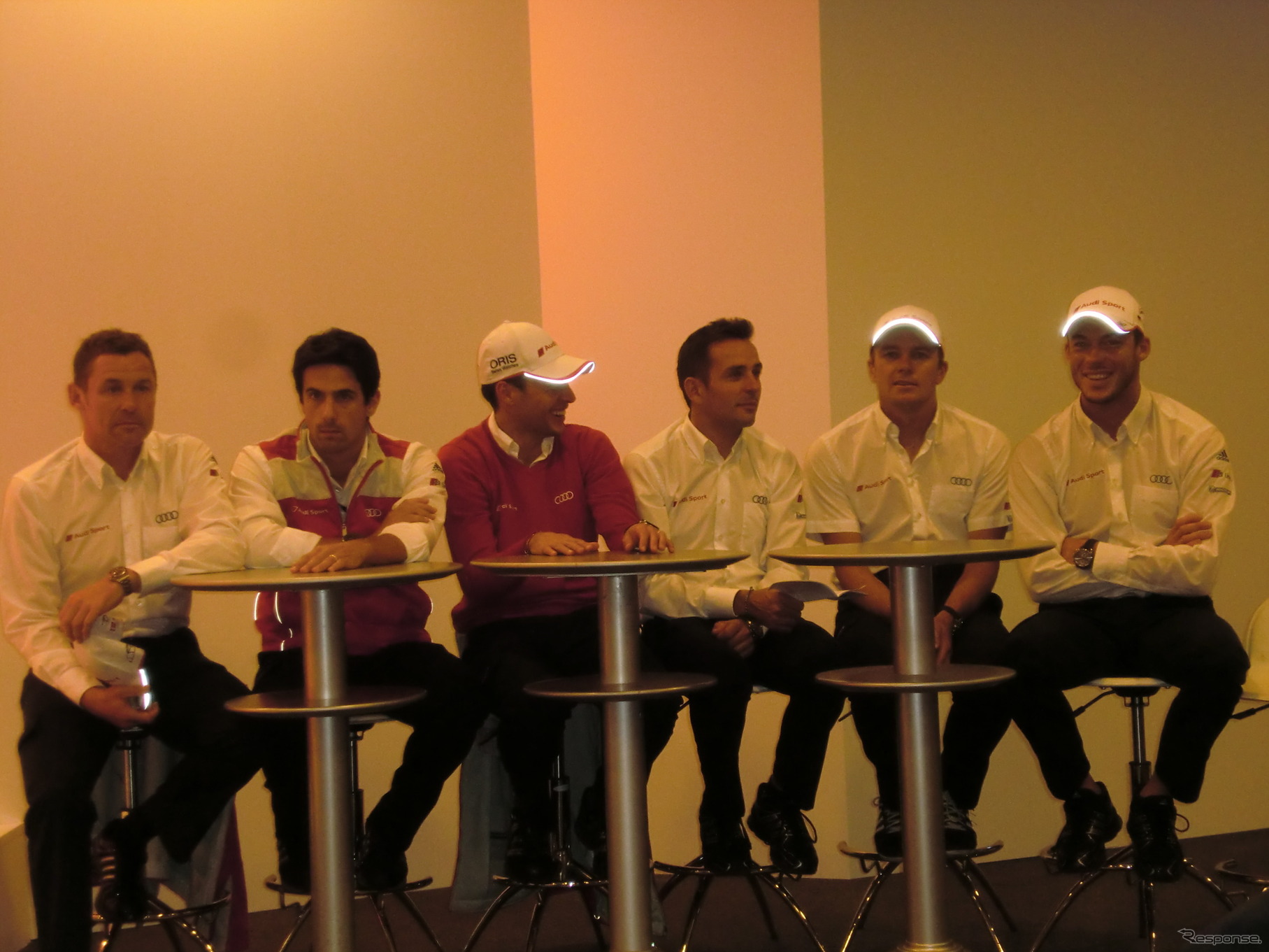 アウディのドライバーたち。左からクリステンセン、ディ・グラッシ、デュバル、トレルイエ、ファスラー、ロッテラー。