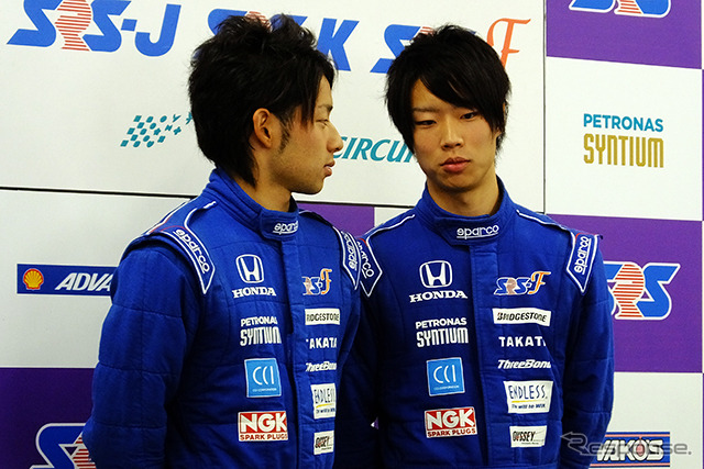 ホンダの育成ドライバーとなった上村優太選手（左）、石坂瑞基選手