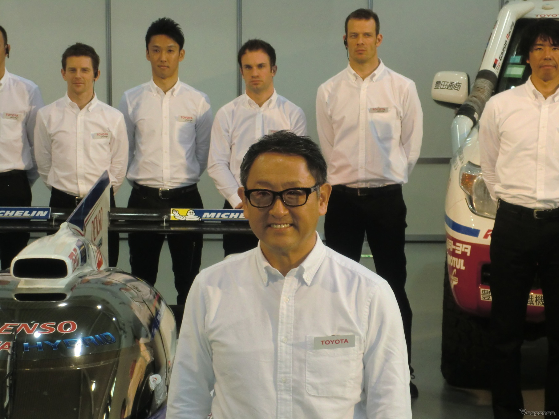 2014年のトヨタモータースポーツ活動発表会に出席した豊田章男社長。