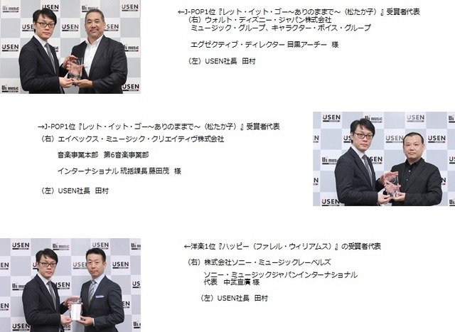 「2014 年間 USEN HITランキング」受賞の様子
