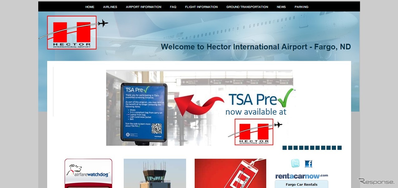 ヘクター国際空港公式ウェブサイト