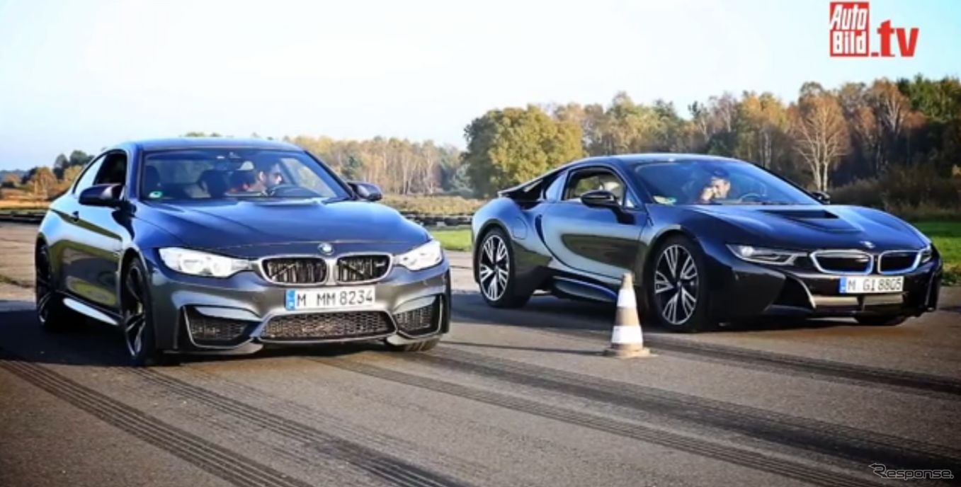 BMWM4クーペとi8の加速競争の映像を公開した独『AUTO BILD』