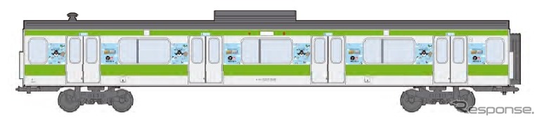山手線でもJALカードSuica発行10周年の記念ロゴでデザインした「Suicaのペンギン電車」を運行する。