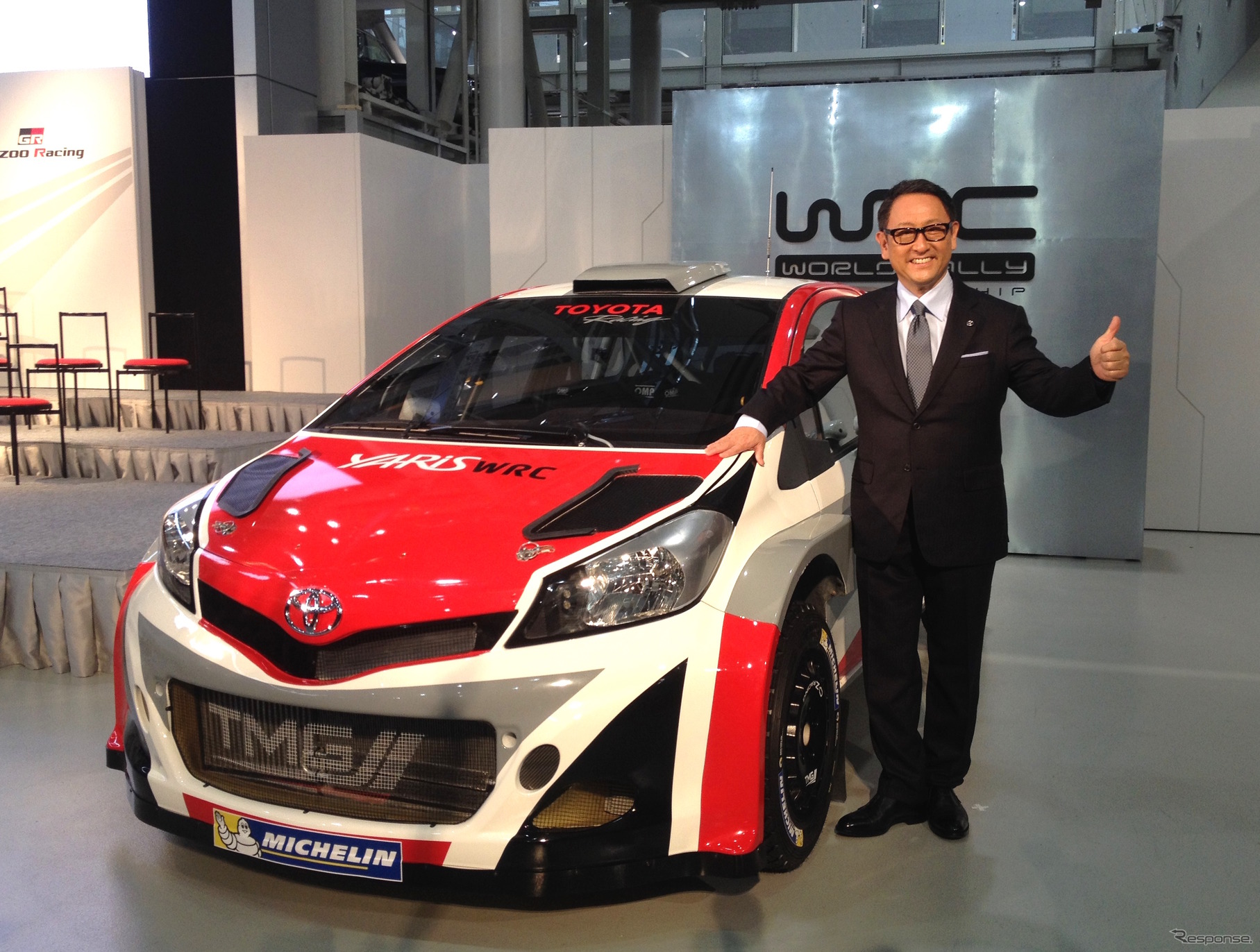 トヨタ自動車 豊田章男社長とヤリス WRC