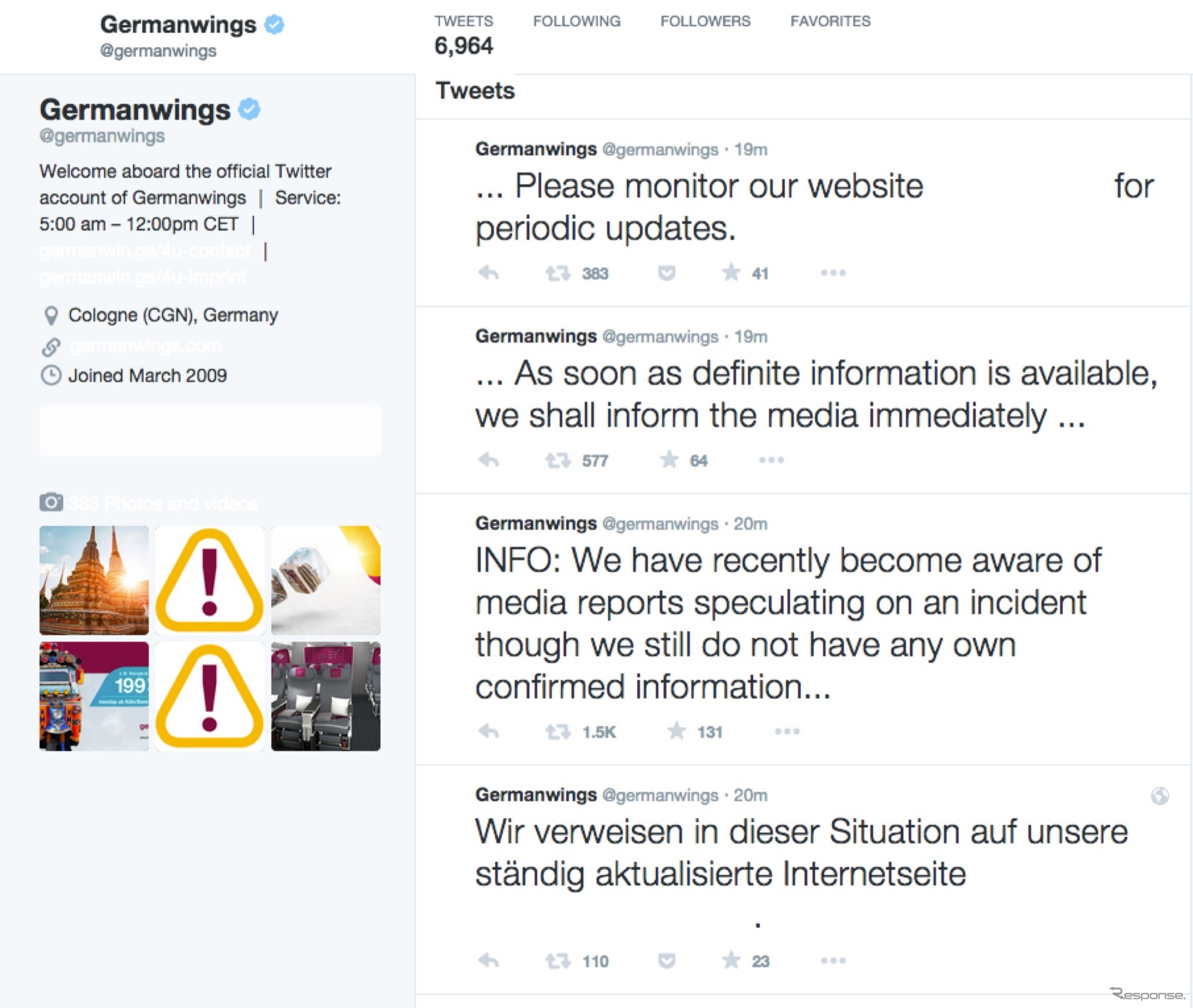 GermanwingsのTwitter