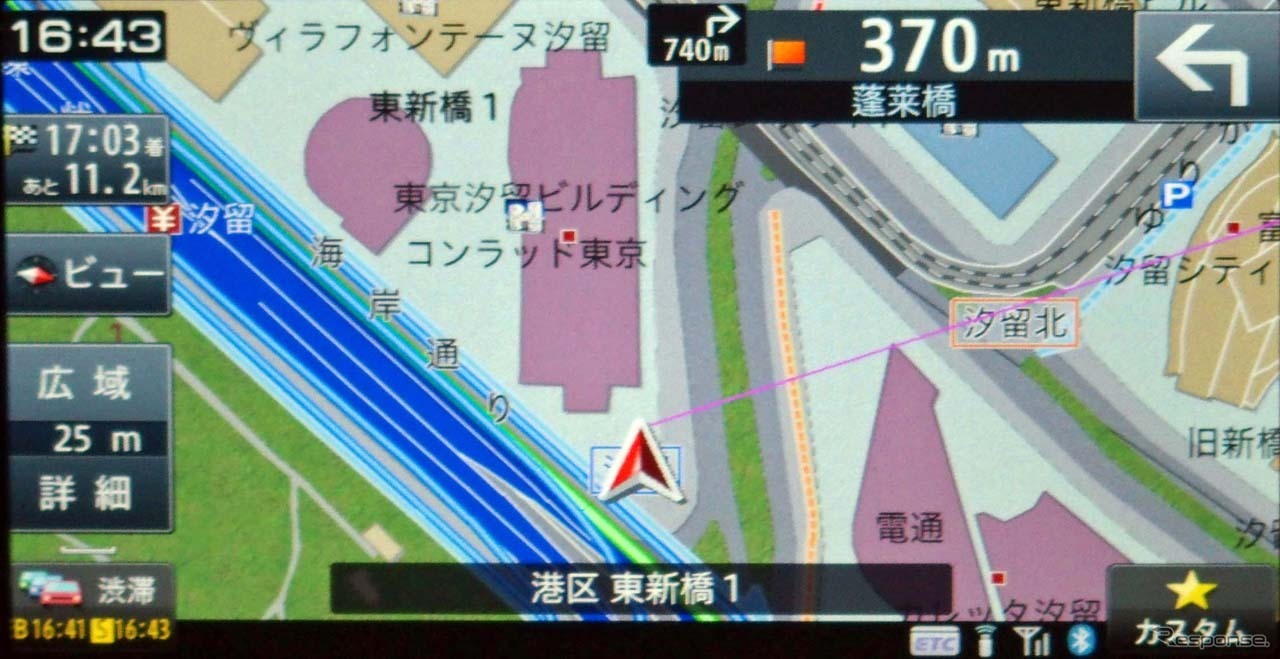 意図的に道路から外れてもこの通り、マップマッチングに引っ張られず正確に自車位置を表示する