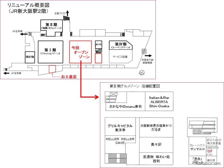 今回リニューアルされる部分の位置。第4期は今冬から2017年春にかけてオープンする予定だ。