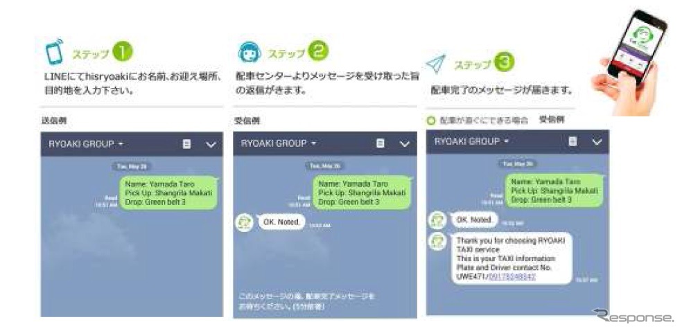 24時間LINEで配車サービスを提供（イメージ）