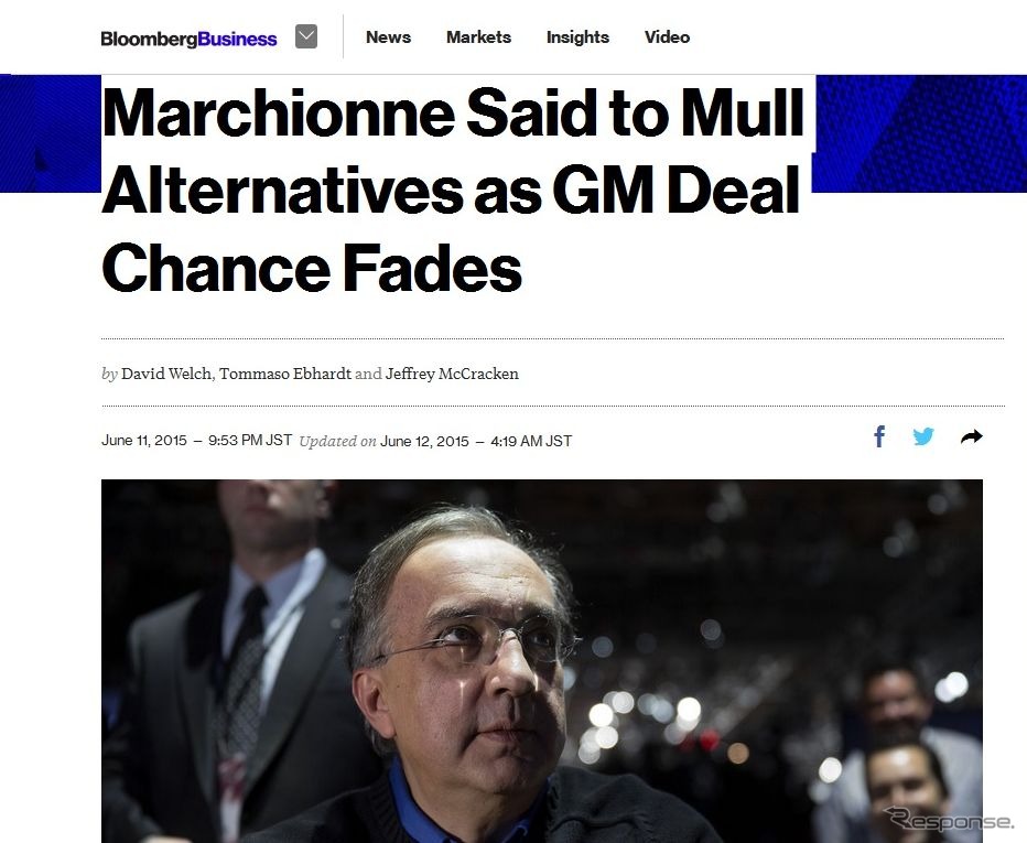 マルキオンネCEOが PSA プジョー シトロエン との合併を検討中と伝えた『ブルームバーグ』