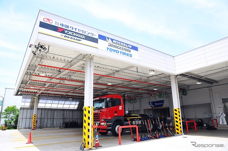 ミシュラン3Rの説明会と見学会が行われた中部タイヤセンター西部営業所（名古屋市海部郡飛島村）