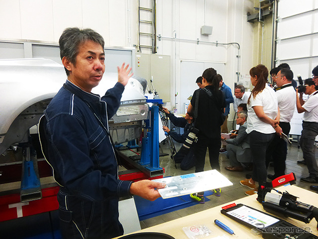 メルセデス・ベンツ日本の部品・リペア・トレーニングなどをつかさどる習志野事業所（千葉・習志野）。同社は7月31日、板金や塗装の最新技術を公開した