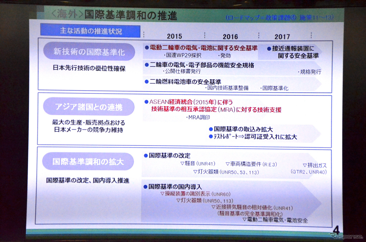 自工会二輪車特別委員会 渡部克明 副委員長（ヤマハ）。8月19日都内、二輪4社合同記者会見にて。