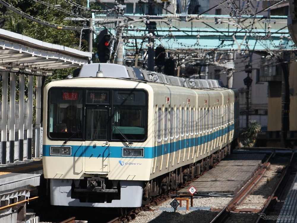 通勤型電車は1000形リニューアル車と8000形が展示される。写真は8000形。