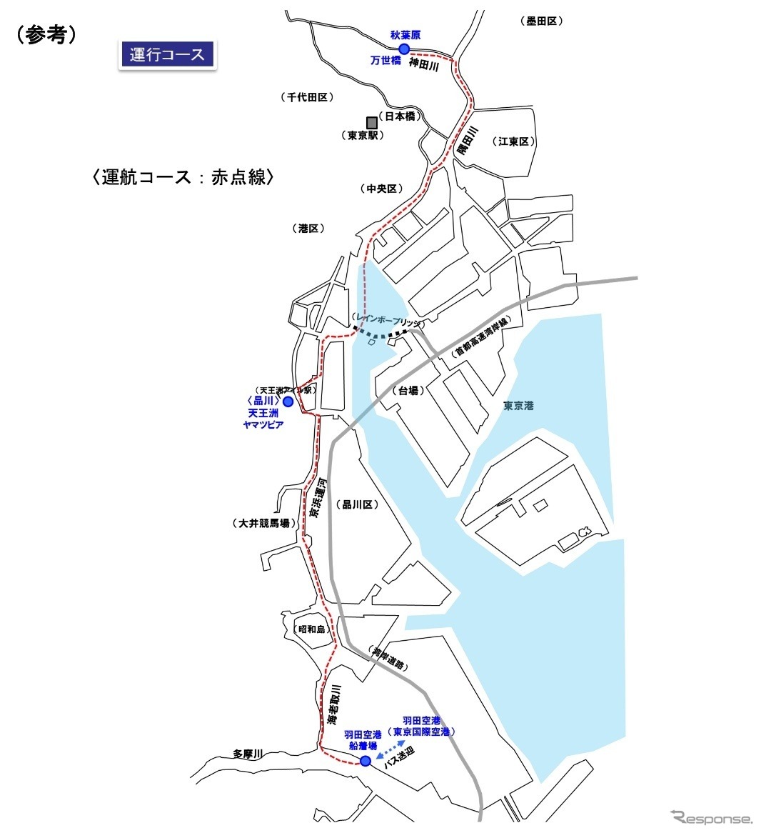 羽田空港船着場～秋葉原（万世橋）の運航を試行的に行う社会実験