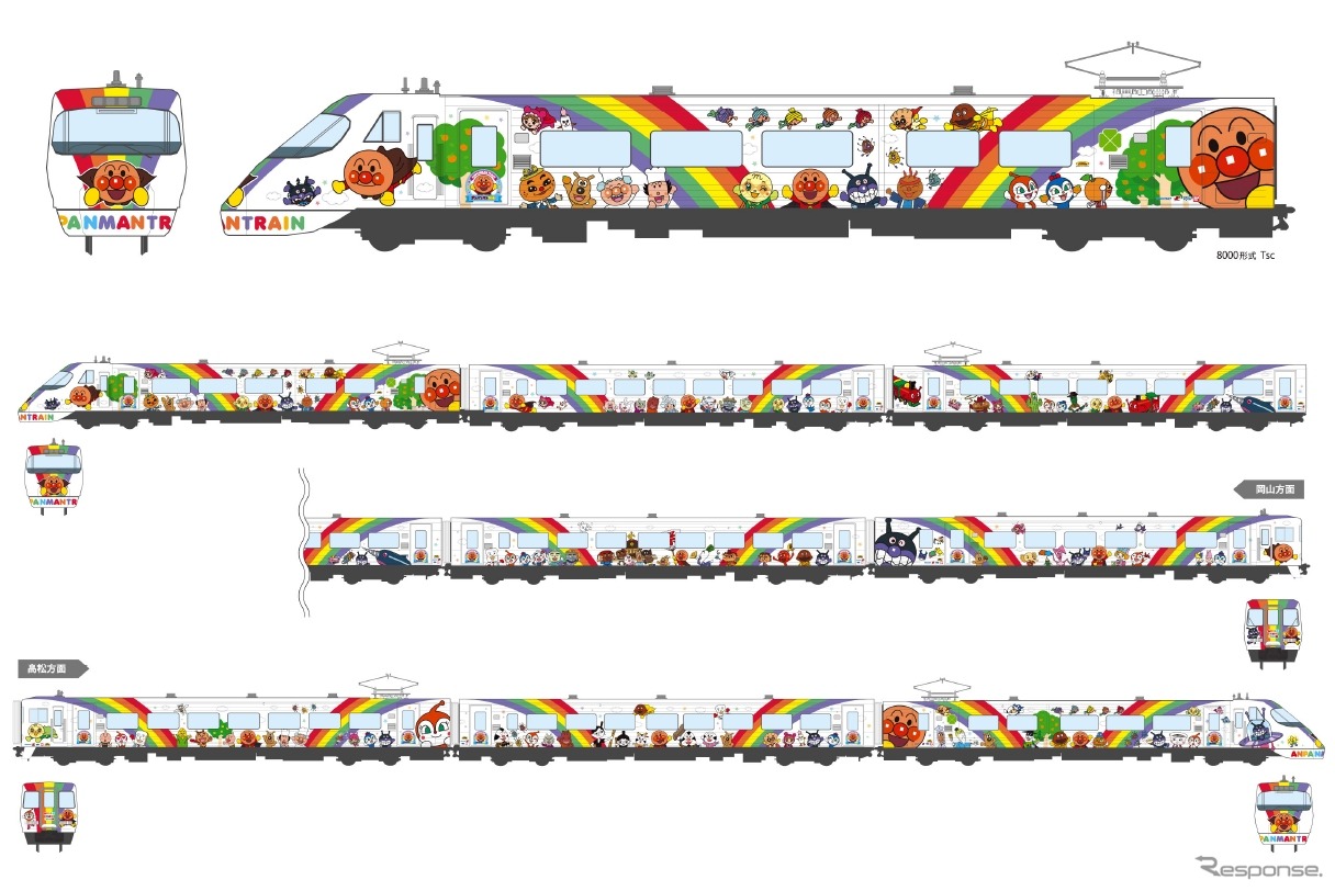 8000系電車を使った「アンパンマン列車」のイメージ。来春から運転を開始する。