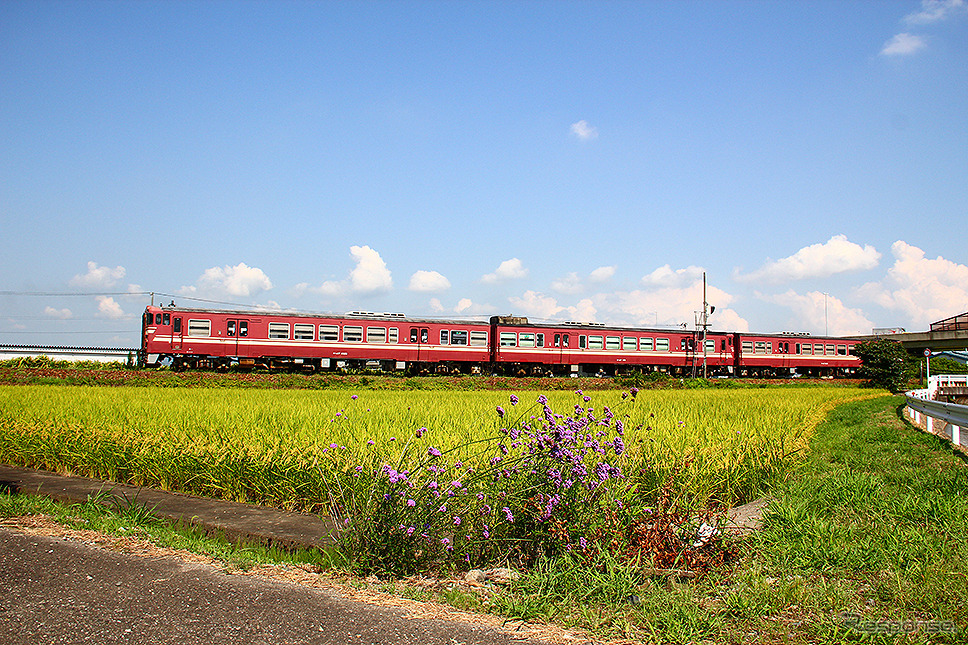 二塚駅に進入する城端線の列車