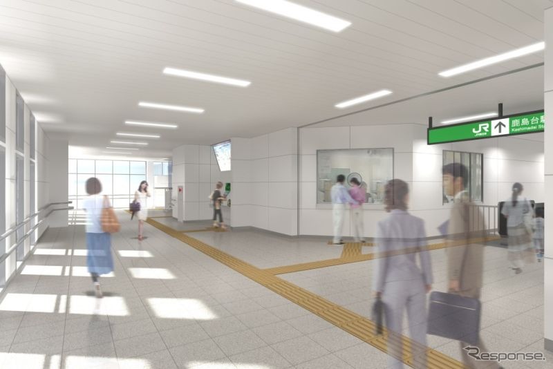 鹿島台駅の東西自由通路のイメージ。