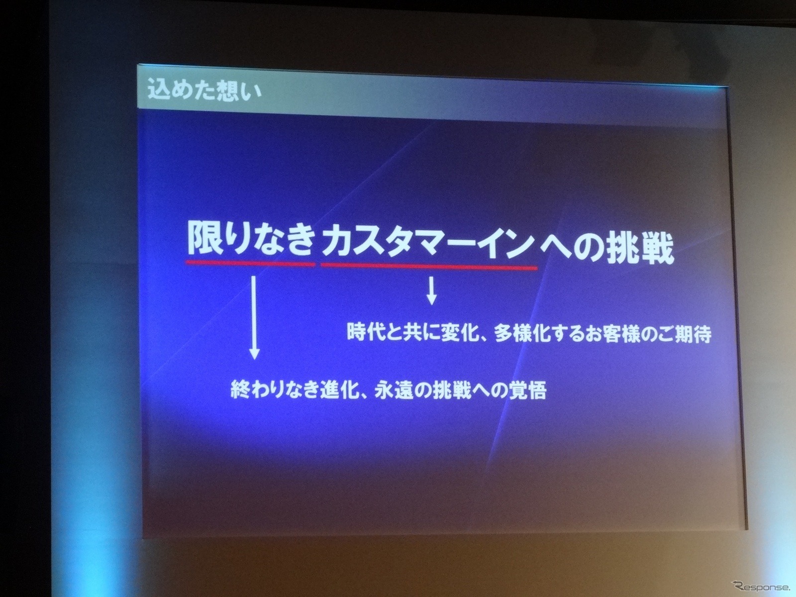 「時代の変化とともに、お客様のご期待ご要望は大きく変化し、多様化している。今回のテーマにはそんなニーズを「カスタマーイン」と表現。そして、ひとりひとりのお客様の笑顔を目指すオペレーションは常に進化を続けなければならず、その終わりなき永遠の挑戦に覚悟を込めて“終わりなき”をつけた」と説明する。