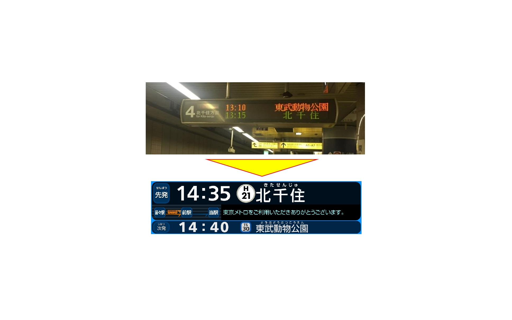 東京メトロ ホームの行先表示器を液晶タイプに まずは日比谷線霞ヶ関駅 1枚目の写真 画像 レスポンス Response Jp