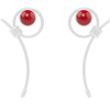 Peacock earrings - silver & red coral Swarovski pearls／Prabal Gurung × VOJD Studios