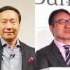 NTTドコモの加藤薫社長（写真左）、ソフトバンクの宮内 謙社長