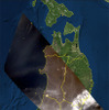 DIWATA-1搭載広視野カラーカメラ（MFC）により撮影された東北地方の画像を地図上に投影したもの