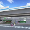 改良計画に基づく千駄ヶ谷駅の外観イメージ。