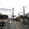 在来線特急も特急券を別途購入すれば利用できる。写真は飯田線の普通列車（右）と特急『（ワイドビュー）伊那路』（左）。