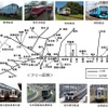 「乗り鉄☆たびきっぷ」のフリー区間。原則として土曜・休日の連続する2日間に限り、図示された路線を自由に乗り降りできる。