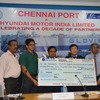 インド・チェンナイ港からのヒュンダイ小型車累計輸出200万台を祝福