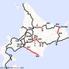 JR北海道の鉄道路線。運休中の区間（赤）は約390kmに及ぶ。