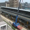 野江駅の工事の様子。4駅は全て相対式2面2線の高架駅になる。