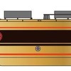 E1000形「日光詣スペーシア」デザイン車両の側面。先頭車には共通デザインの記念エンブレムが掲出される。