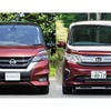 日産セレナ新型（左）とホンダステップワゴン（右）を比較試乗