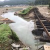 日田彦山線の宝珠山～大鶴間。盛土が流失した。