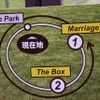 ルートは公園内にある150mの円形コース。二つのバス停が設けられている