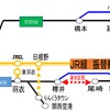 南海電鉄の運休区間と代行バス区間、JR振替輸送区間。南海はJR線の振替輸送を利用するよう呼びかけている。