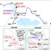 陸前高田市内の大船渡線BRTルートと各駅の位置。陸前高田駅が移転するほか、まちなか陸前高田駅の廃止と栃ヶ沢公園駅の新設が行われる。