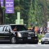 6月12日、会談会場に到着したトランプ大統領　(c) Getty Images