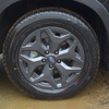 タイヤの泥を落とすと、単なるブリヂストンの省燃費タイヤ「ECOPIA」。これでかなり悪い道まで走れるというのはすごいと感じられた。