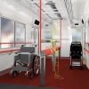 1288票を集めて決定された内装デザインの案1（運転室/車掌室付近の客室）。