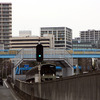 新御堂筋から見た北大阪急行電鉄延伸工事の様子。