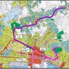緑色の破線と、それに続くピンク色の線が県庁前駅から市立青葉病院へ至る「病院ルート」、赤い破線が穴川駅から分岐し、JR京葉線稲毛海岸駅へ至る「稲毛ルート」の計画路線。稲毛ルートについてはモノレールでの導入が断念されたに留まり、代替の手段がどのようなものになるのか注目される。