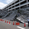 工事用の足場が崩れた羽田空港駐車場ビル（9月9日）