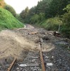 10月24日時点の八戸線被災状況。法面崩壊が発生した侍浜～陸中夏井間。