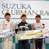 JAF-F4日本一決定戦の表彰台。左から2位の佐藤蓮、優勝した太田格之進、3位の大草りき