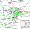東京圏の鉄道における大規模遅延（30分超）の発生状況を地図化したもの。東京圏を南北に貫き、比較的長距離な埼京線系統の遅延が目立つ。