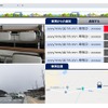 運行管理画面 左：カメラによる、運転状況のモニタリング　右上：音声コミュニケーションツール管理画面 右下：GPS情報に基づく資料位置情報のモニタリング