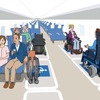 車椅子用フリースペースのイメージ。フリースペース部分は通路幅を広くするよう配慮される。