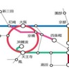 終夜運転に代わる臨時列車の運行区間（太線部）。茶線の桜井線（万葉まほろば線）のみ、大晦日の23時からの運行となる。